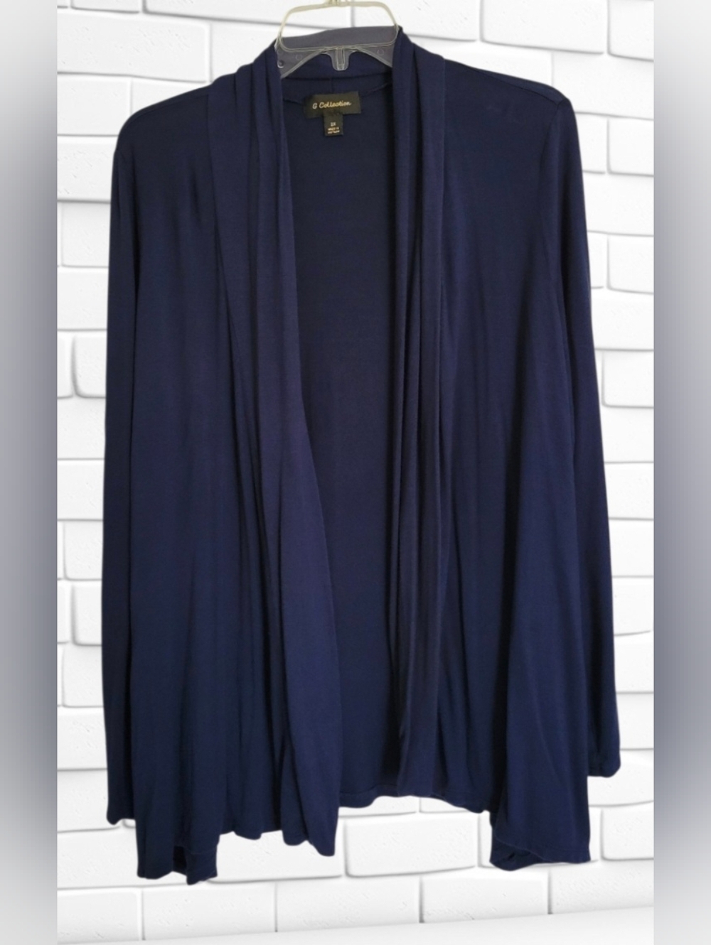 G Collection Deep Navy Draped Open Cardigan